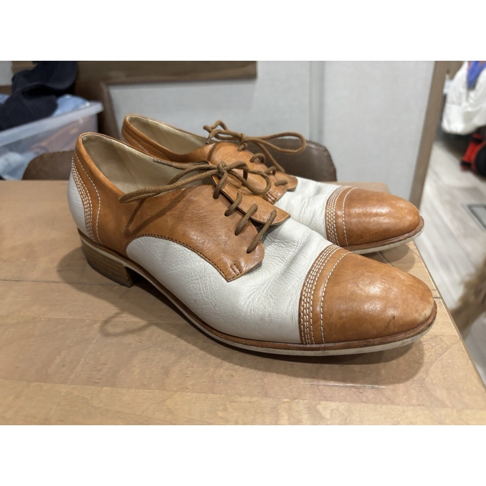 Hobbs London Oxford Shoes Size 38 EU Leather Two Tone Quiet Luxury